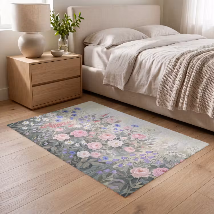 Bloemen - Tuin - Natuur - Kleurrijk Vloerkleed Rechthoek klein -atmosphere_sfeer3_global