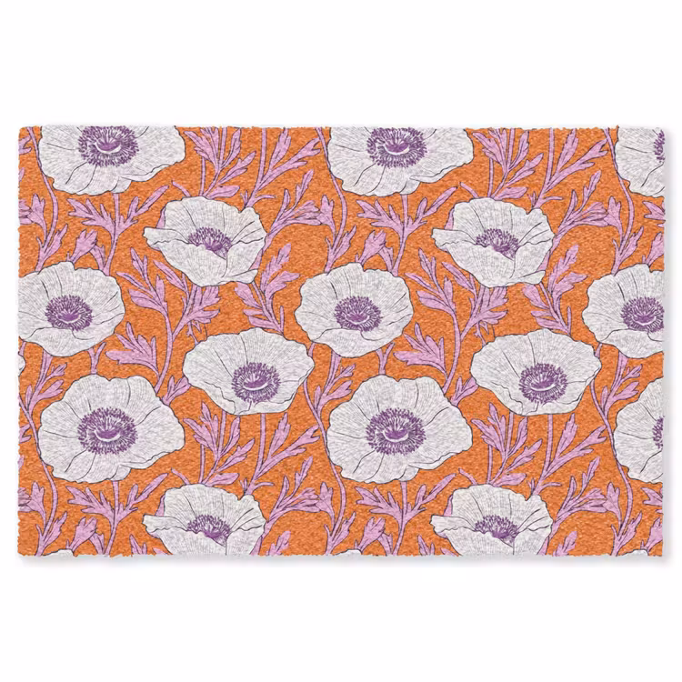 Bloemen - Grafisch - Oranje Vloerkleed Rechthoek klein 1091 -3d