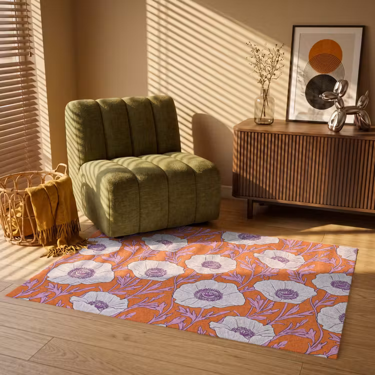 Bloemen - Grafisch - Oranje Vloerkleed Rechthoek klein 1091 -atmosphere_sfeer1_global