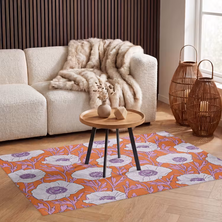 Bloemen - Grafisch - Oranje Vloerkleed Rechthoek klein 1091 -atmosphere_sfeer2_global