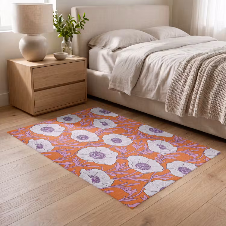 Bloemen - Grafisch - Oranje Vloerkleed Rechthoek klein 1091 -atmosphere_sfeer3_global