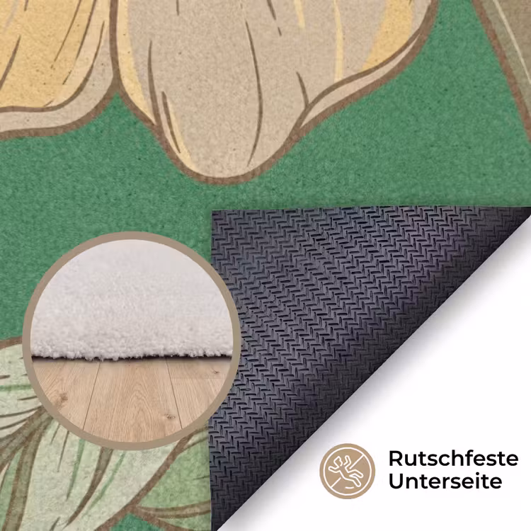 Teppich - Blumen – Grün – Illustration - Bloemen - Groen - Illustratie Vloerkleed Rechthoek klein