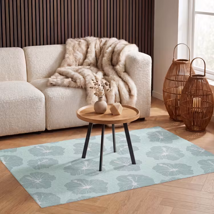 Bloemen - Hibiscus - Mint Vloerkleed Rechthoek klein 1091 -atmosphere_sfeer2_global