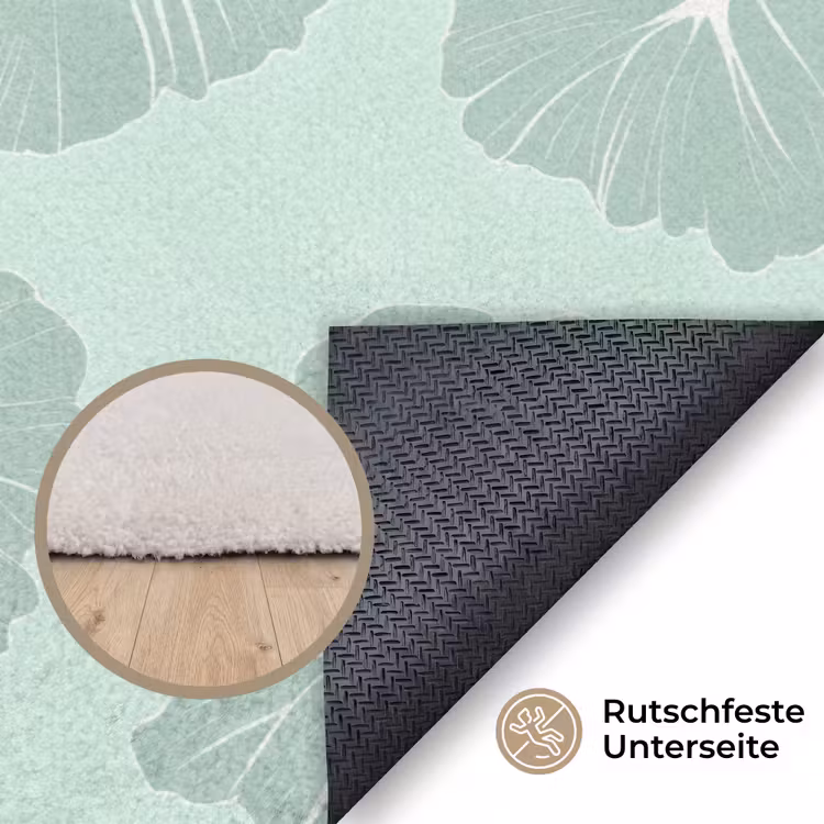 Bloemen - Hibiscus - Mint Vloerkleed Rechthoek klein 1091 -uniquesellingpoint_antislip_DE_DE
