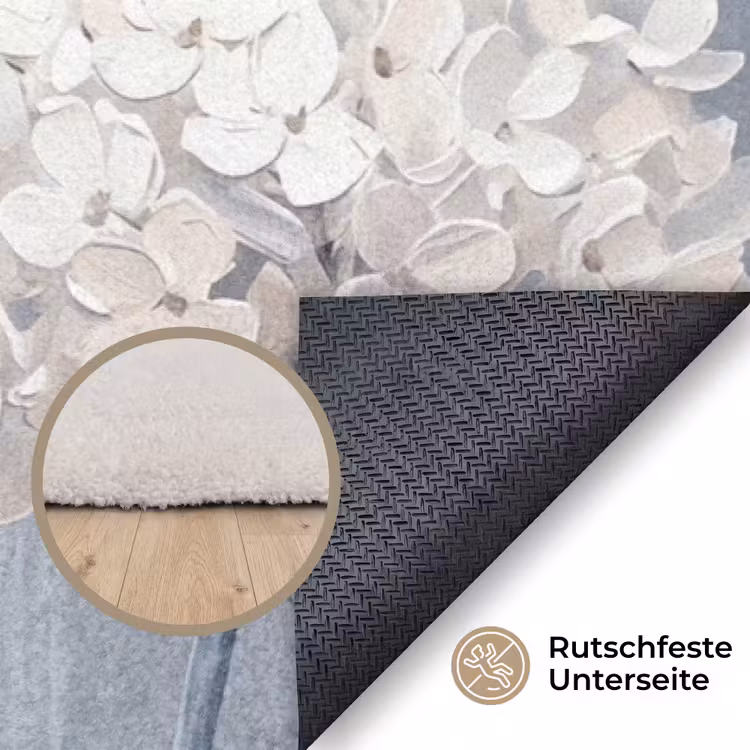 Bloemen - Illustratie - Blauw Vloerkleed Rechthoek klein -uniquesellingpoint_antislip_DE_DE