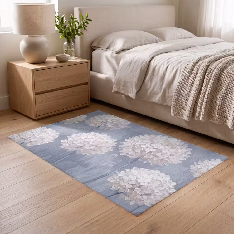 Bloemen - Illustratie - Blauw Vloerkleed Rechthoek klein -atmosphere_sfeer3_global