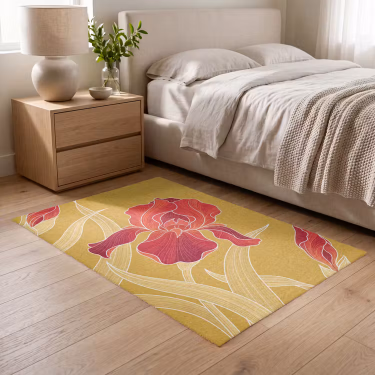 Teppich - Blumen – Illustration – Rot - Bloemen - Illustratie - Rood Vloerkleed Rechthoek klein