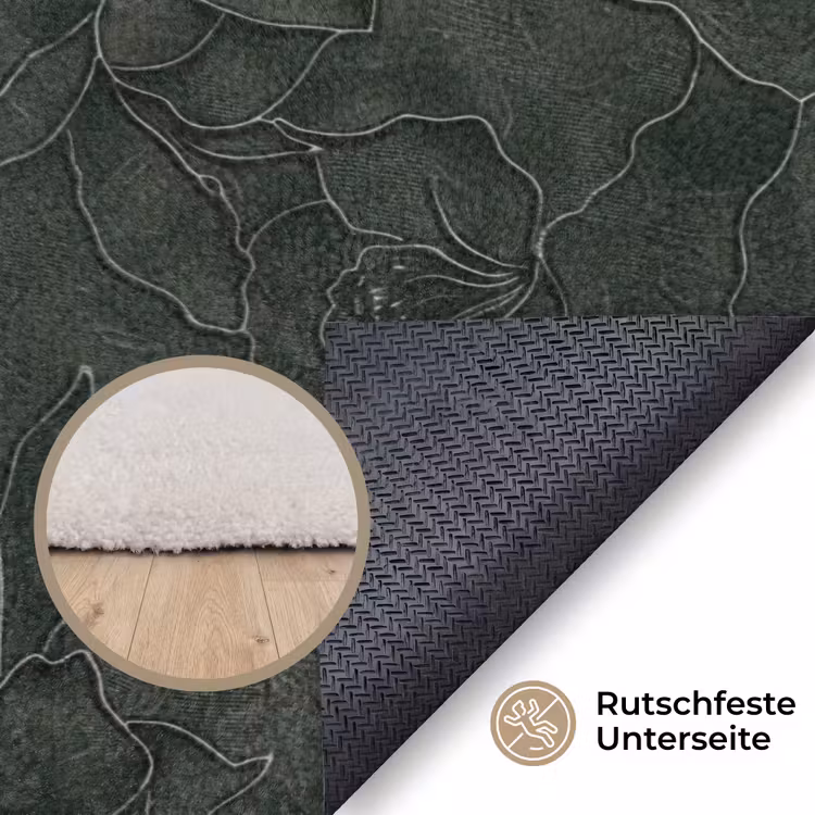 Bloemen - Lijnen - Groen Vloerkleed Rechthoek klein 1091 -uniquesellingpoint_antislip_DE_DE