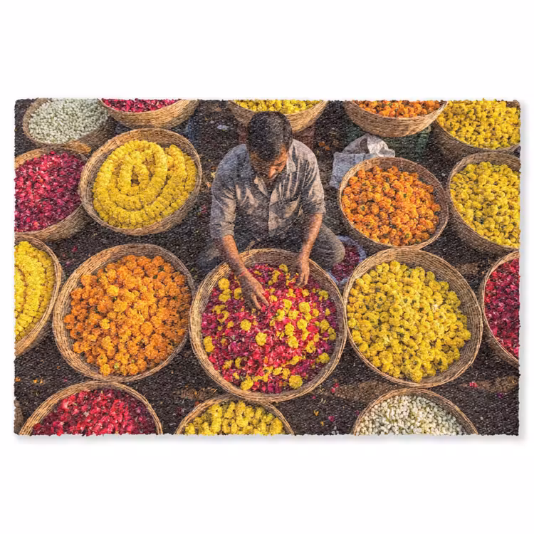 Teppich - Blumen – Markt – Bunt - Bloemen - Markt - Kleurrijk Vloerkleed Rechthoek klein