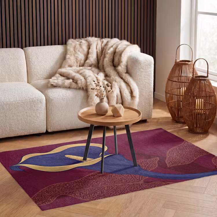 Teppich - Blumen – Modern – Lila - Bloemen - Modern - Paars Vloerkleed Rechthoek klein