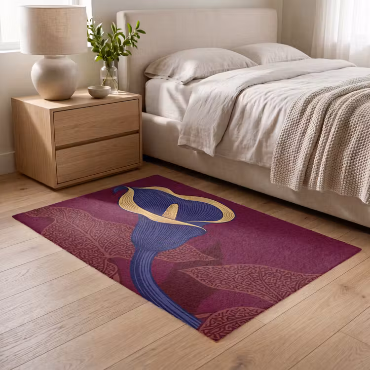 Teppich - Blumen – Modern – Lila - Bloemen - Modern - Paars Vloerkleed Rechthoek klein
