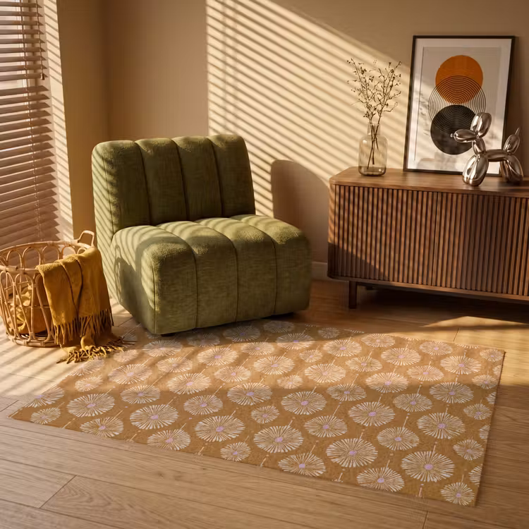 Bloemen - Modern - Oker Vloerkleed Rechthoek klein 1091 -atmosphere_sfeer1_global