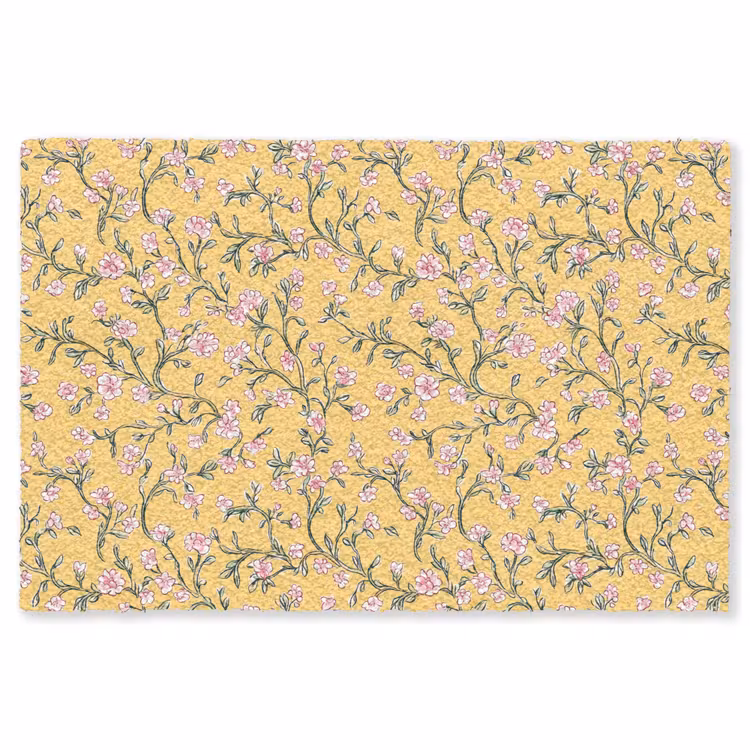 Bloemen - Motief - Geel Vloerkleed Rechthoek klein 1091 -3d