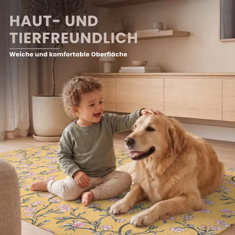 Bloemen - Motief - Geel Vloerkleed Rechthoek klein 1091 -uniquesellingpoint_zacht_DE