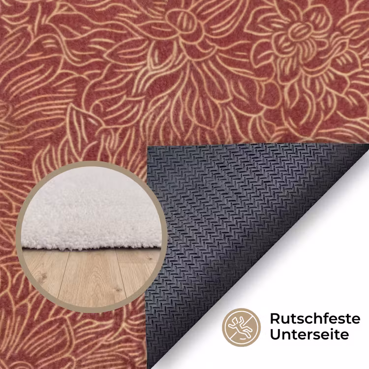 Bloemen - Motief - Rood Vloerkleed Rechthoek klein 1091 -uniquesellingpoint_antislip_DE_DE