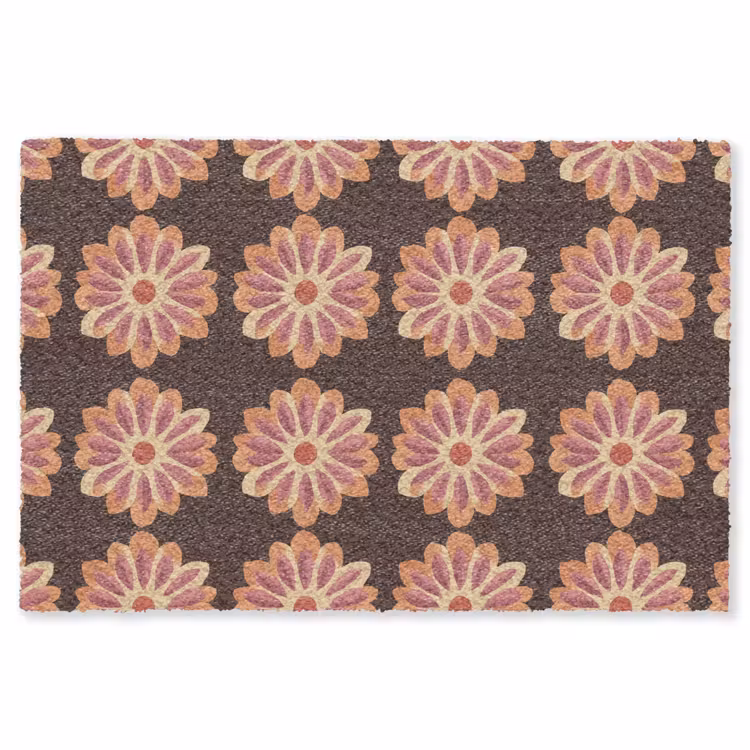 Bloemen - Patroon - Bruin Vloerkleed Rechthoek klein 1091 -3d