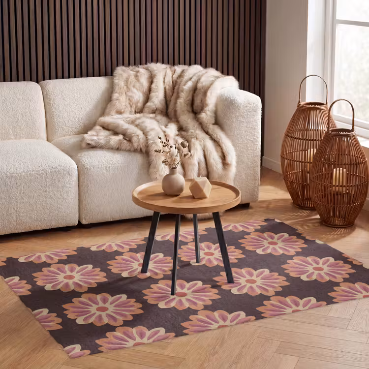 Bloemen - Patroon - Bruin Vloerkleed Rechthoek klein 1091 -atmosphere_sfeer2_global