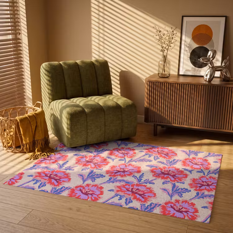 Bloemen - Patroon - Meerkleurig Vloerkleed Rechthoek klein 1091 -atmosphere_sfeer1_global