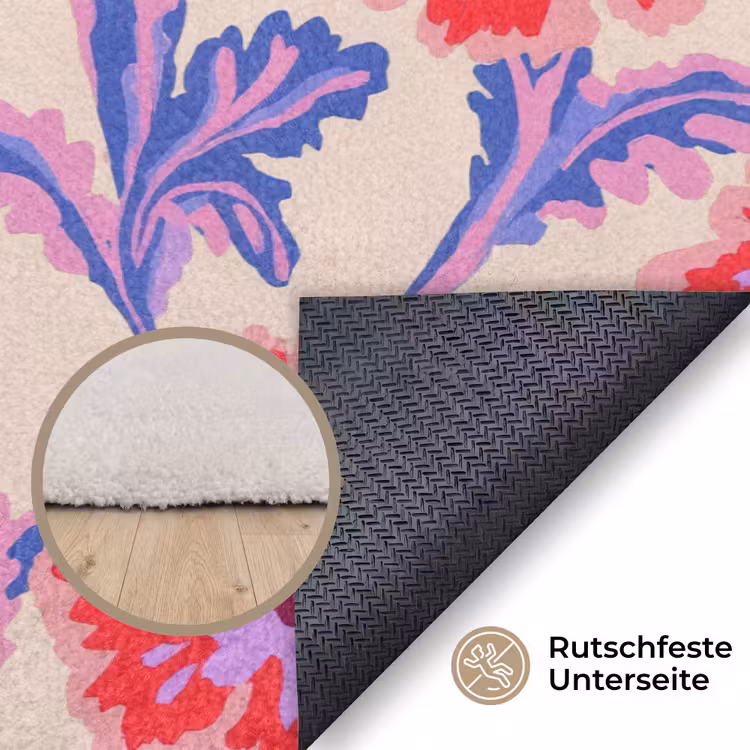 Bloemen - Patroon - Meerkleurig Vloerkleed Rechthoek klein 1091 -uniquesellingpoint_antislip_DE_DE