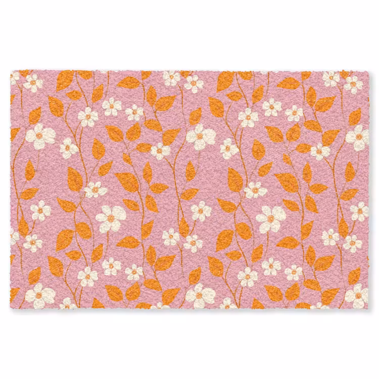 Bloemen - Patroon - Oranje Vloerkleed Rechthoek klein 1091 -3d