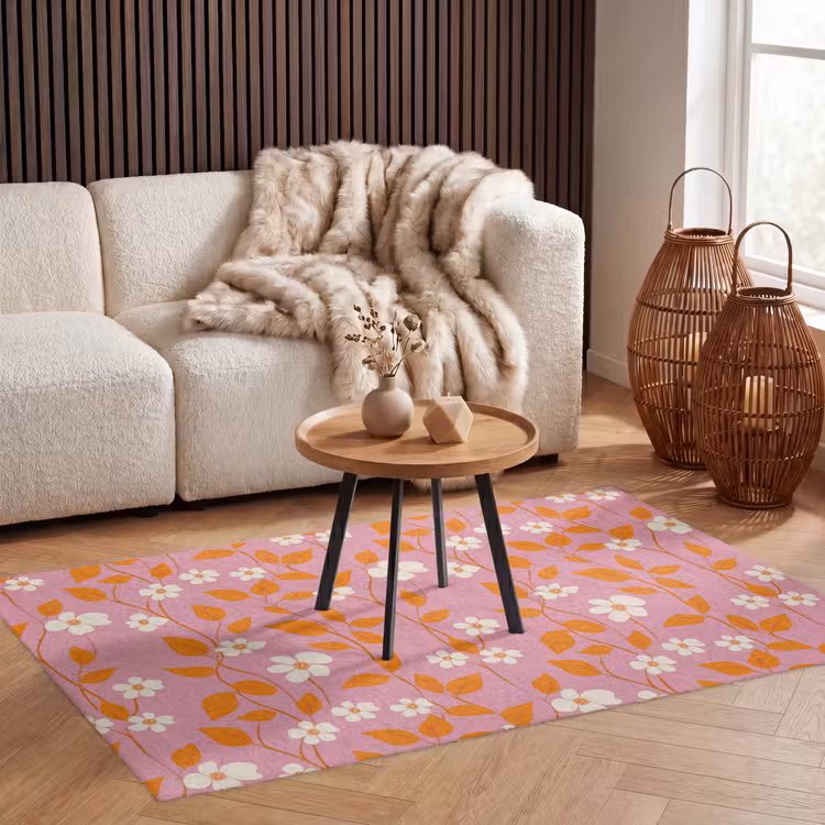 Bloemen - Patroon - Oranje Vloerkleed Rechthoek klein 1091 -atmosphere_sfeer2_global