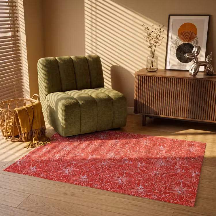 Bloemen - Patroon - Rood Vloerkleed Rechthoek klein 1091 -atmosphere_sfeer1_global