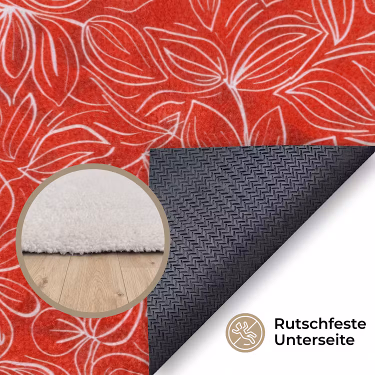 Bloemen - Patroon - Rood Vloerkleed Rechthoek klein 1091 -uniquesellingpoint_antislip_DE_DE