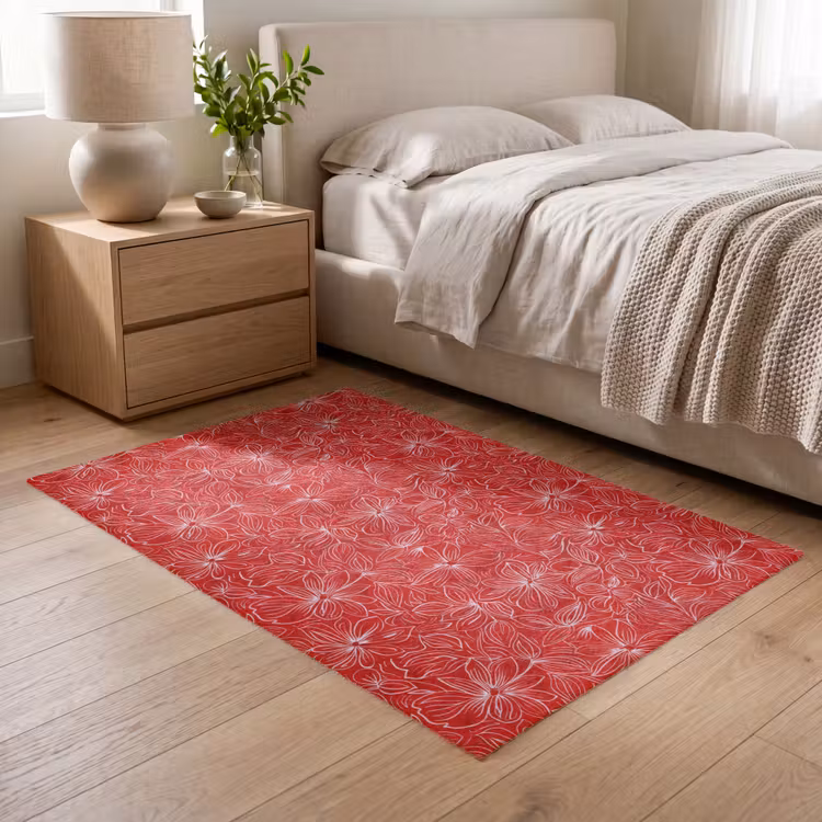 Bloemen - Patroon - Rood Vloerkleed Rechthoek klein 1091 -atmosphere_sfeer3_global
