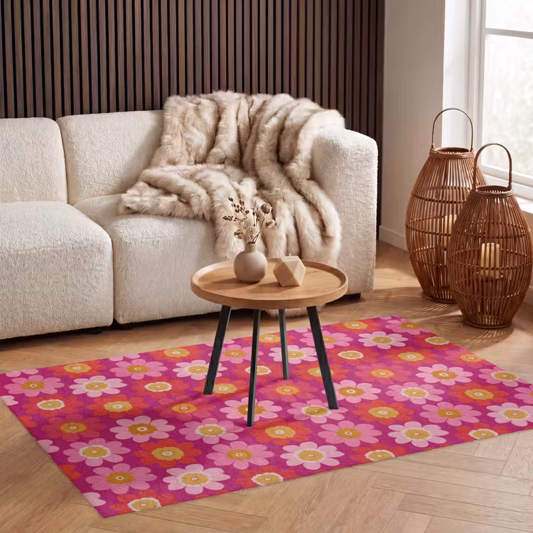 Bloemen - Retro - Kleurrijk Vloerkleed Rechthoek klein 1091 -atmosphere_sfeer2_global
