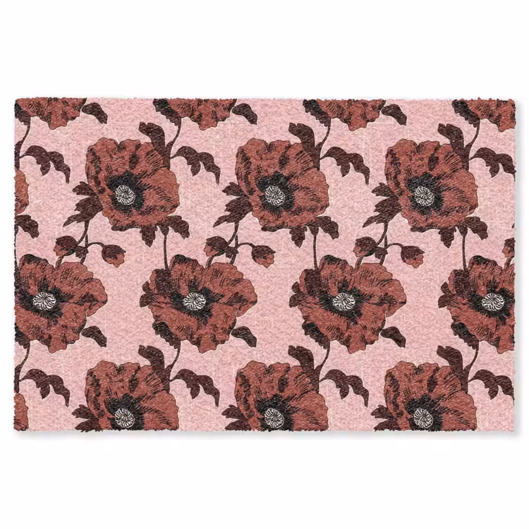Bloemen - Retro - Rood Vloerkleed Rechthoek klein 1091 -3d