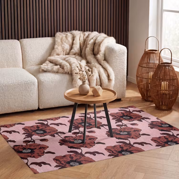 Bloemen - Retro - Rood Vloerkleed Rechthoek klein 1091 -atmosphere_sfeer2_global