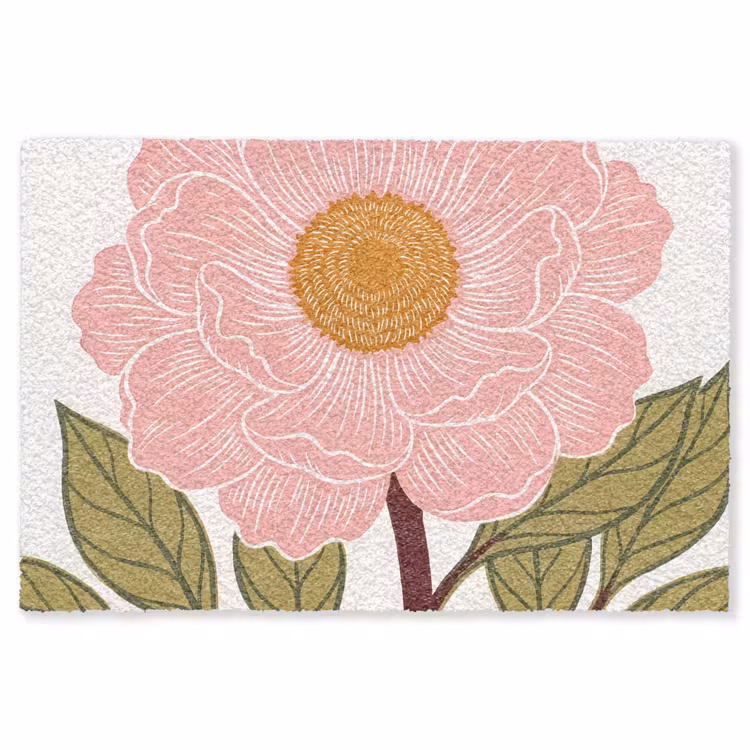 Teppich - Blumen – Rosa – Illustration - Bloemen - Roze - Illustratie Vloerkleed Rechthoek klein