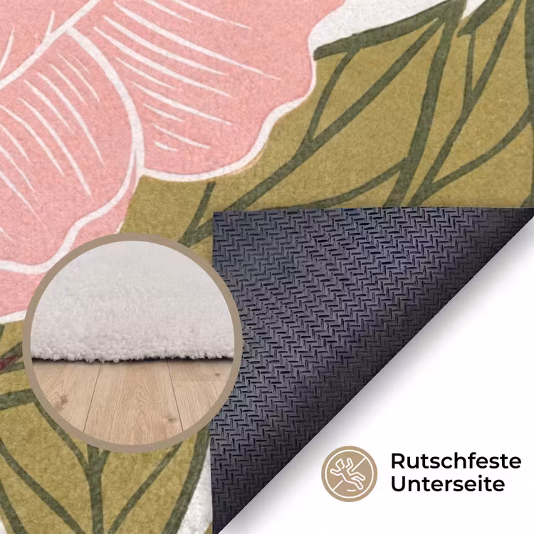 Teppich - Blumen – Rosa – Illustration - Bloemen - Roze - Illustratie Vloerkleed Rechthoek klein