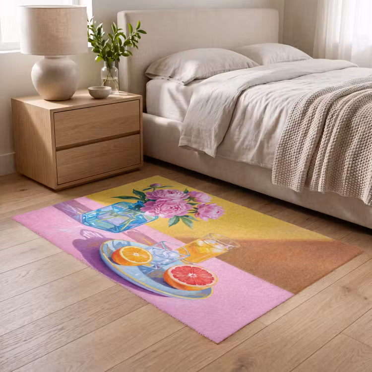 Teppich - Blumen – Rosa – Modern - Bloemen - Roze - Modern Vloerkleed Rechthoek klein