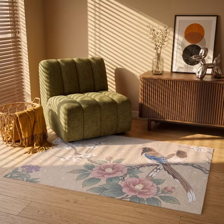 Bloemen - Vogels - Bloemen Vloerkleed Rechthoek klein -atmosphere_sfeer1_global
