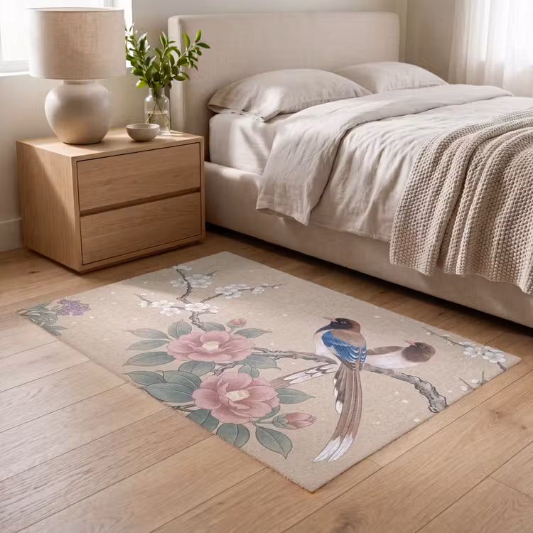 Bloemen - Vogels - Bloemen Vloerkleed Rechthoek klein -atmosphere_sfeer3_global