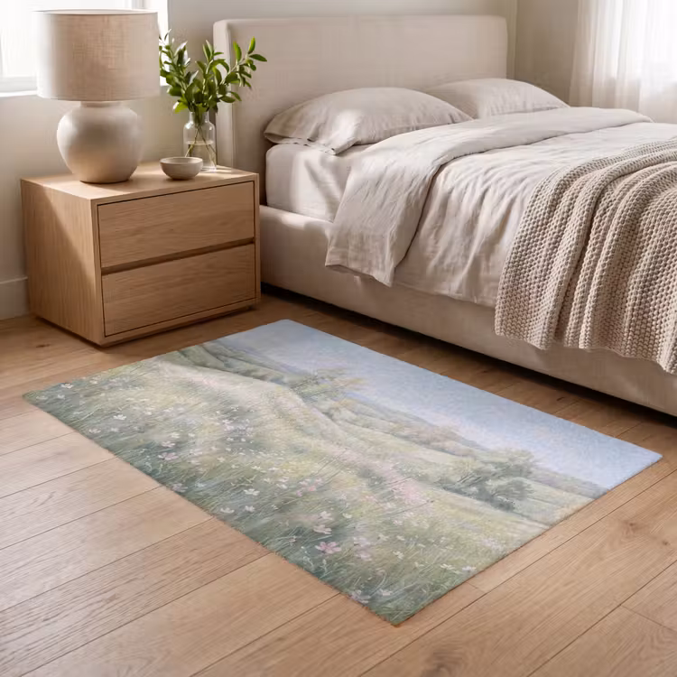 Bloemen veld - Bloemen - Groen Vloerkleed Rechthoek klein -atmosphere_sfeer3_global