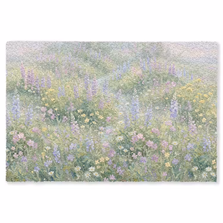 Bloemenveld - Heuvels - Kleurrijk Vloerkleed Rechthoek klein -3d