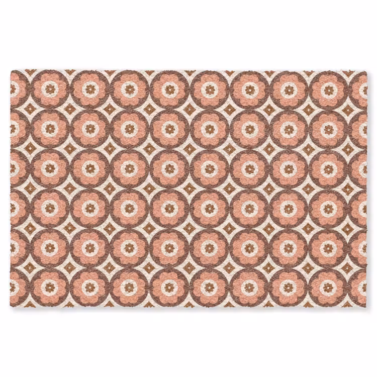 Bloemvormen - Patroon - Roze - Vintage Vloerkleed Rechthoek klein -3d