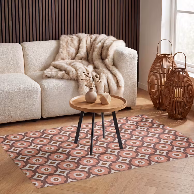 Bloemvormen - Patroon - Roze - Vintage Vloerkleed Rechthoek klein -atmosphere_sfeer2_global