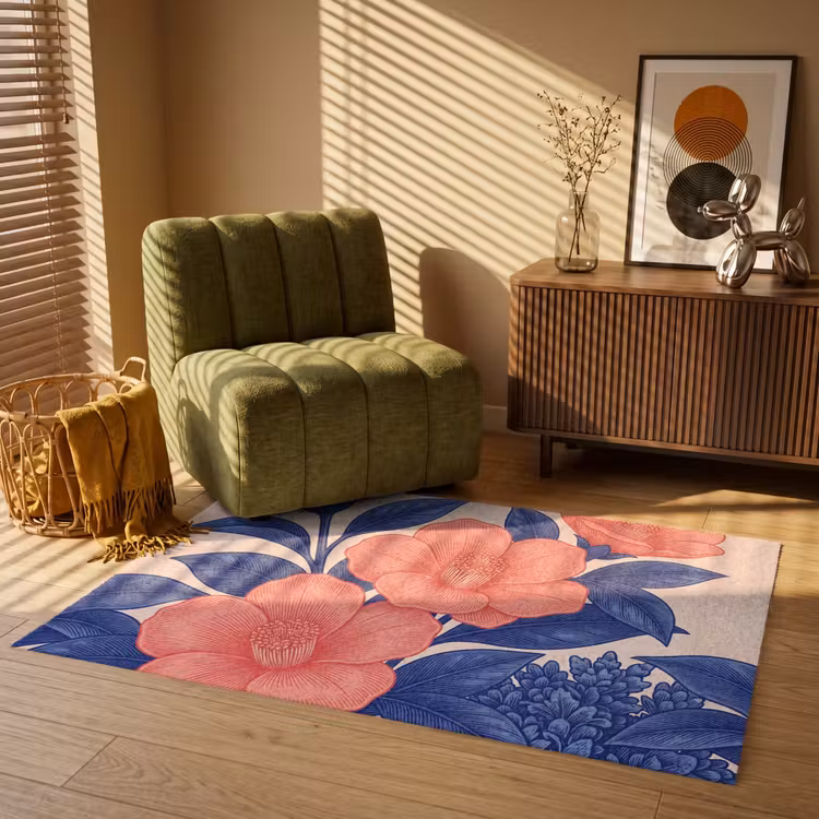 Teppich - Blüten – Blätter – Botanik - Bloemen - Bladeren - Botanisch Vloerkleed Rechthoek klein