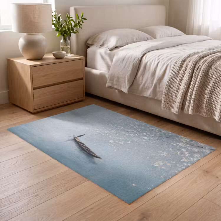 Bloesems - Minimalistisch - Wateroppervlak - Boot Vloerkleed Rechthoek klein -atmosphere_sfeer3_global