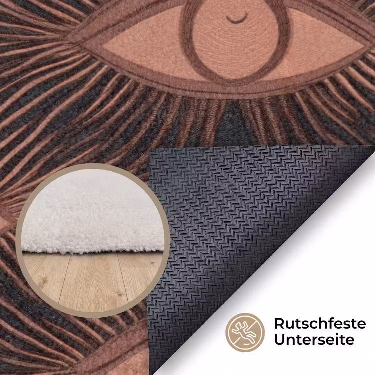 Boheems - Oog - Bruin Vloerkleed Rechthoek klein 1091 -uniquesellingpoint_antislip_DE_DE