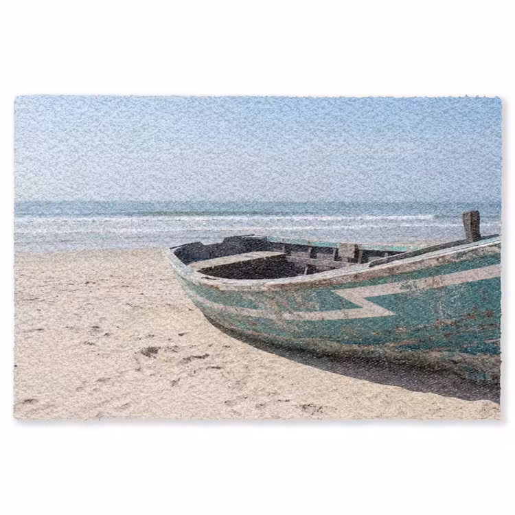 Boot - Zandstrand - Zee Vloerkleed Rechthoek klein -3d