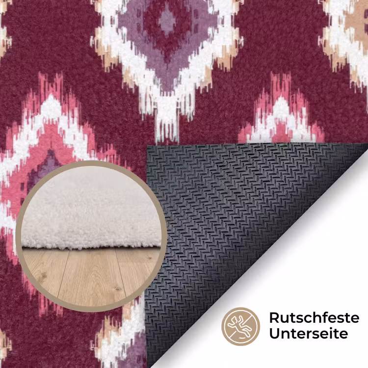 Bordeaux - Patroon - Abstract Vloerkleed Rechthoek klein 1091 -uniquesellingpoint_antislip_DE_DE