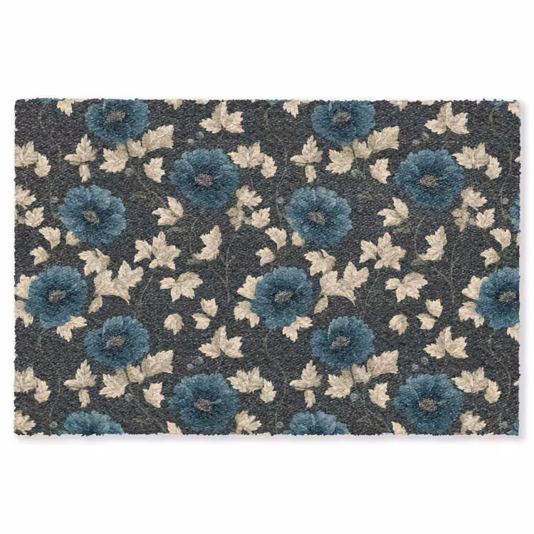 Botanisch - Bloemen - Blauw Vloerkleed Rechthoek klein 1091 -3d