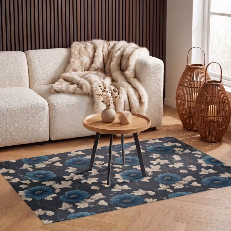 Botanisch - Bloemen - Blauw Vloerkleed Rechthoek klein 1091 -atmosphere_sfeer2_global
