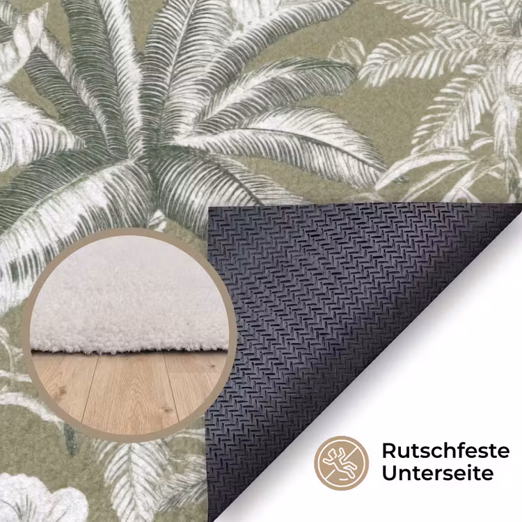 Botanisch - Bloemen - Groen Vloerkleed Rechthoek klein 1091 -uniquesellingpoint_antislip_DE_DE