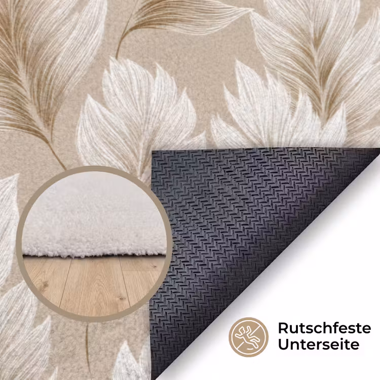 Botanisch - Patroon - Beige Vloerkleed Rechthoek klein 1091 -uniquesellingpoint_antislip_DE_DE