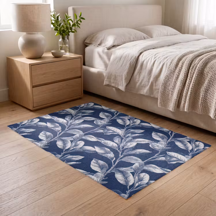 Botanisch - Patroon - Blauw Vloerkleed Rechthoek klein 1091 -atmosphere_sfeer3_global